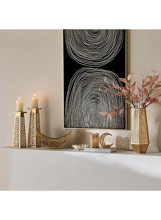 Home Box Gold Decorative Cutwork Pillar Candle Holder for Home - Image 4